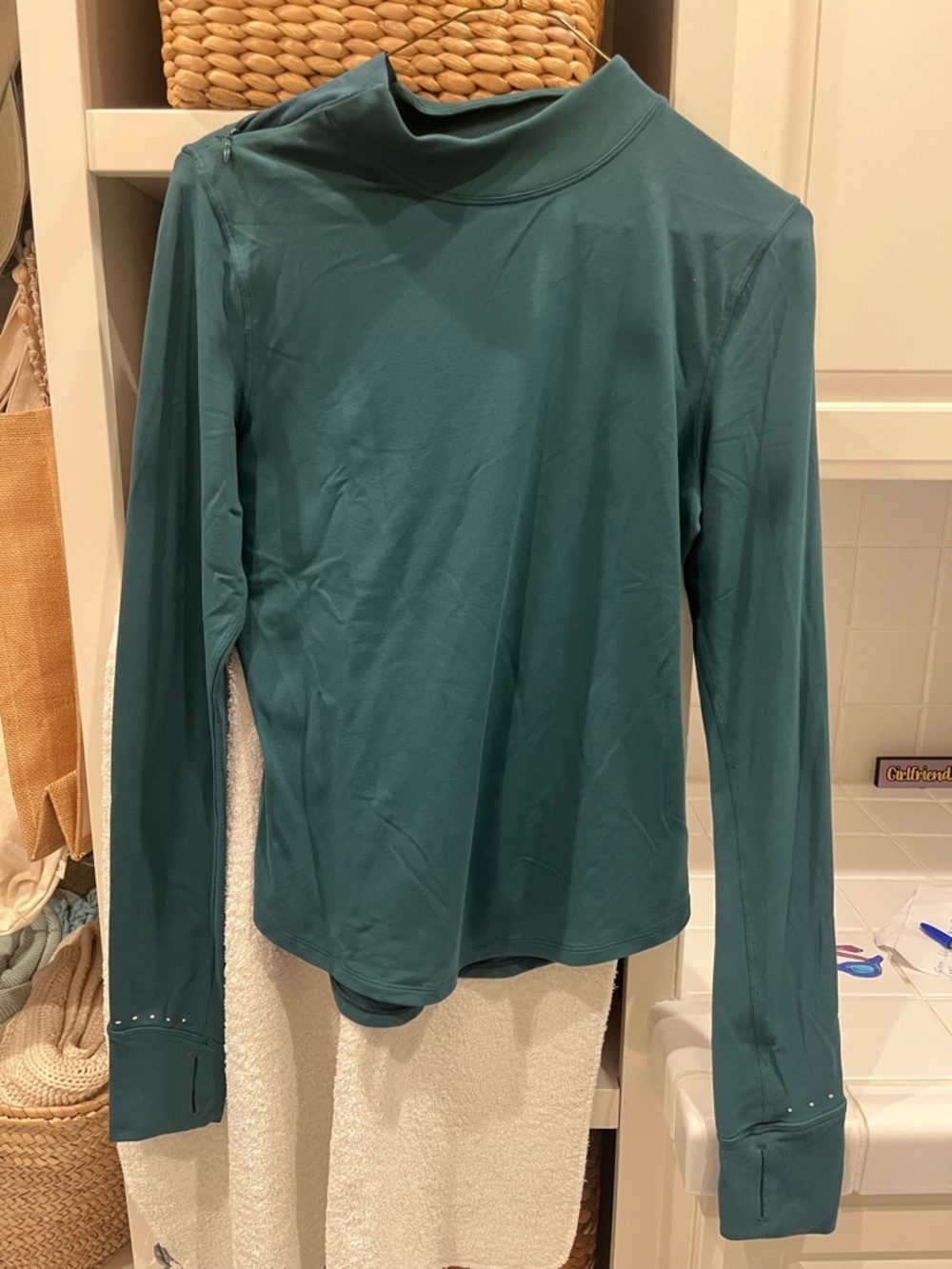 lululemon athletica Long-Sleeve Mock Neck Top in Teal Green